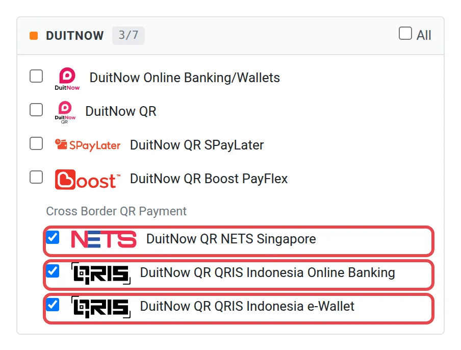 Saluran Cross Border QR Payment, dengan NETS Singapore dan dua saluran QRIS Indonesia ditandakan
